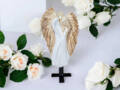 Figurka zakochanych aniołów - wiszące białe całe -  35 x 21 cm figurka dekoracyjna