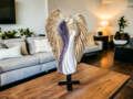 Figurka zakochanych aniołów - wisząca biało liliowe -  35 x 21 cm figurka dekoracyjna