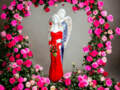 Miłujące Anioły - czerwono szare -  37 x 12 cm figurka dekoracyjna