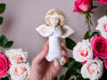 Figurka anioła Adam - wisząca biała -  13 cm figurka dekoracyjna
