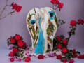 Figurka Kochające Anioły - wiszące turkus beż -  35 x 21 cm figurka dekoracyjna