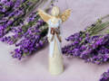Figurka anioła Liliy - biała z brązem -  35 x 15 cm figurka dekoracyjna