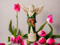 Figurka anioła Lily - zielony brąz -  35 x 15 cm figurka dekoracyjna