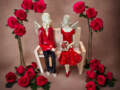 Anioły Para - czerwone -  20 x 9 cm figurka dekoracyjna