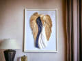 Figurka zakochanych aniołów + ramka - wiszące biało granatowe -  35 x 21 cm