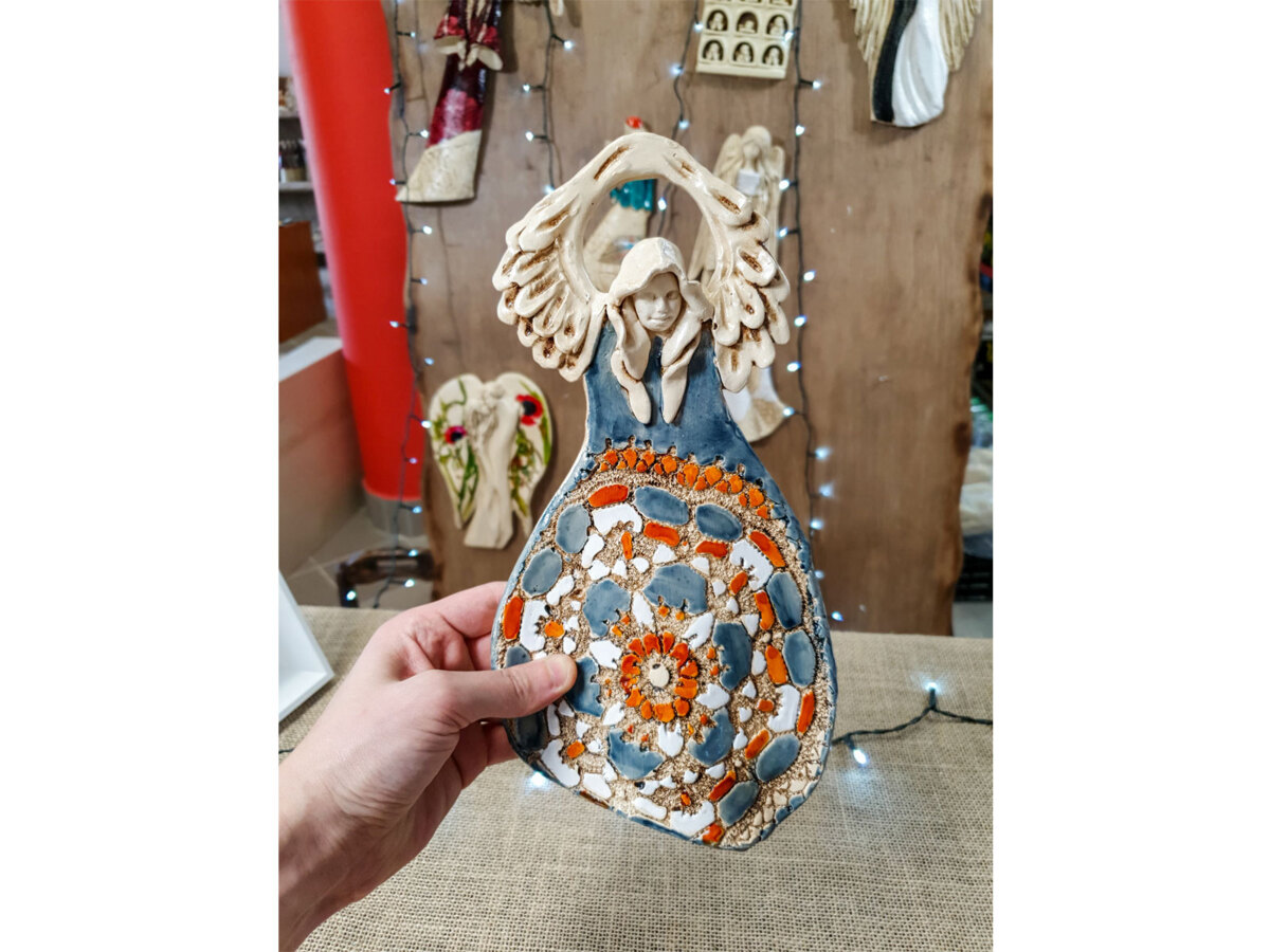 Figurka anioła obfitości (Niebieski, Pomarańcz) - 31 x 16 cm
