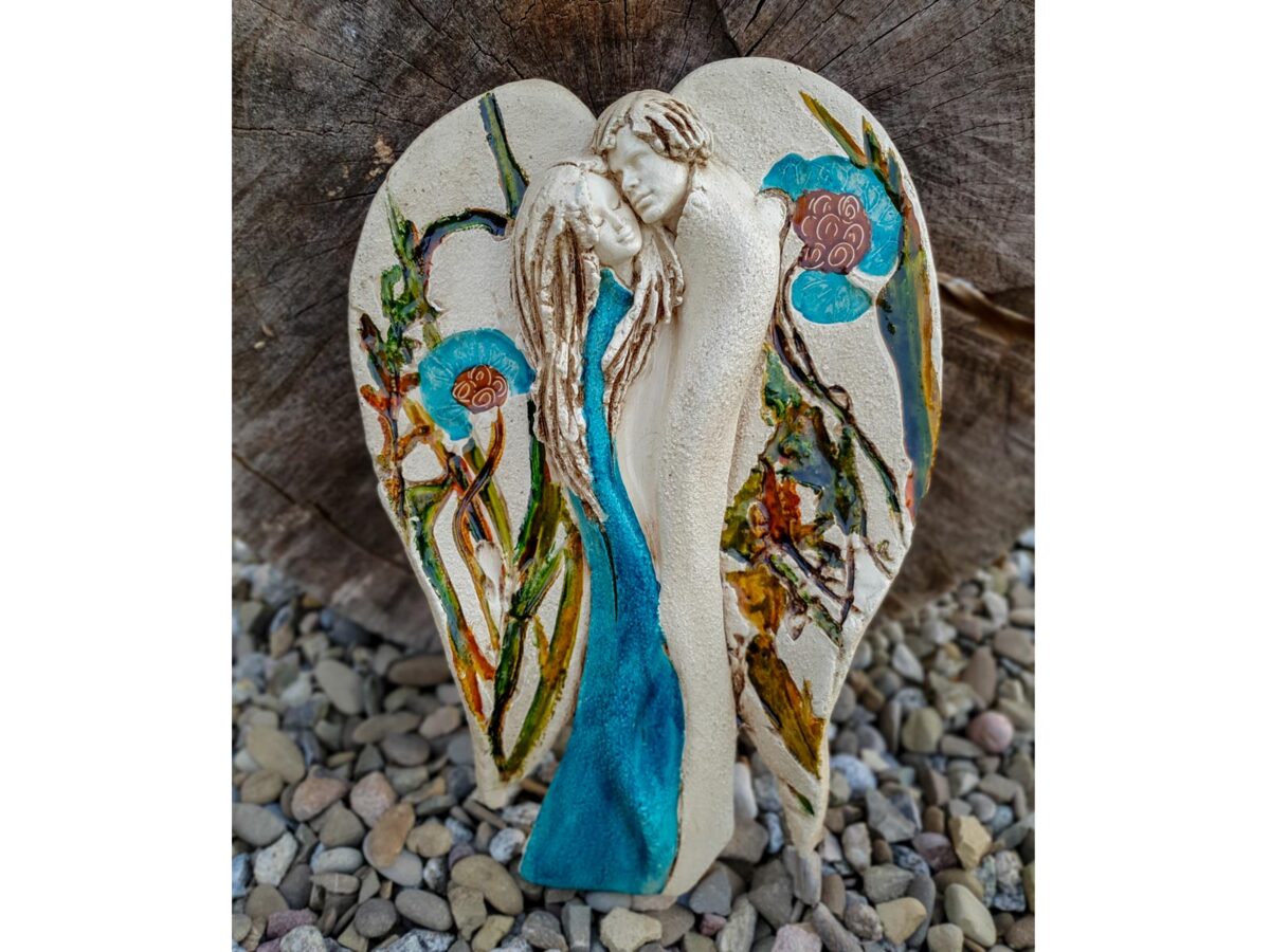 Figurka Kochające Anioły (Wiszące, Turkus) - 35 x 21 cm