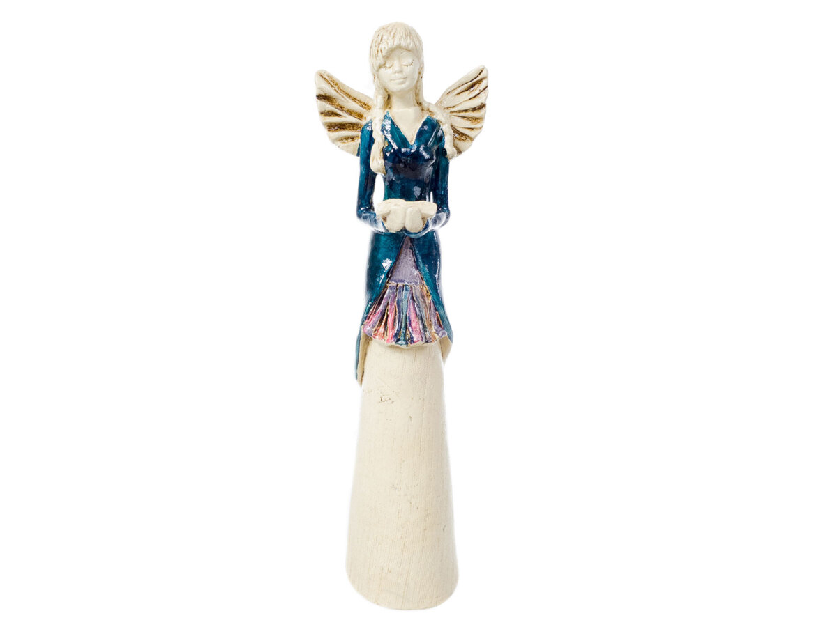 Figurka anioła 1239 - turkus - 35 x 15 cm