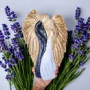 Figurka zakochanych aniołów - wisząca biało granatowe