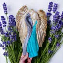 Figurka zakochanych aniołów - wiszące szaro turkusowe