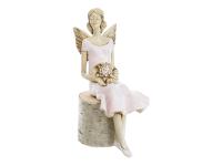 Figurka anioła Pauline - różowa -  20 x 9 cm