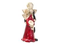 Figurka anioła Allen i Alice - czerwona -  25 x 14 cm figurka dekoracyjna