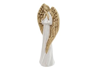 Figurka anioła Gabriel - biała -  40 x 18 cm