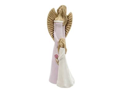 Figurka anioła Hannah - różowa -  32 x 15 cm figurka dekoracyjna