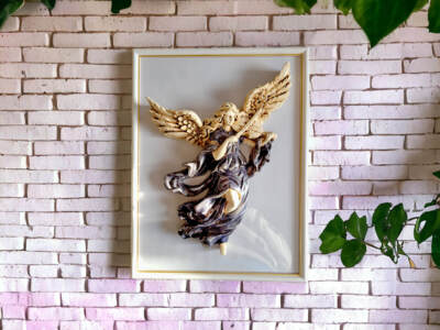 Figurka Anioł ze Skrzypcami - szara -  25 x 33 cm figurka dekoracyjna