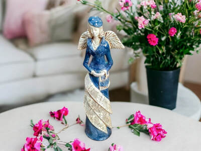 Figurka anioła Charlotte - szara -  32 x 15 cm figurka dekoracyjna