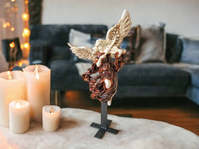 Figurka Anioł ze Skrzypcami - brąz ciemny -  25 x 33 cm figurka dekoracyjna