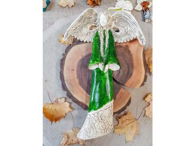 Figurka anioła Clara - zielona -  40 x 28 cm