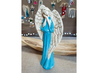 Figurka anioła Gabriel - turkus -  40 x 18 cm