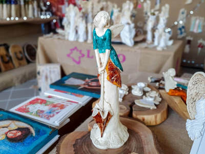 Figurka anioła Annabel - turkus -  35 x 15 cm figurka dekoracyjna