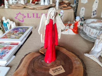 Figurka anioła Julia - czerwony -  27 x 14 cm figurka dekoracyjna
