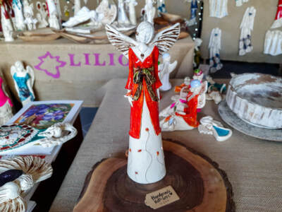 Figurka anioła Lily - pomarańcz -  35 x 15 cm figurka dekoracyjna