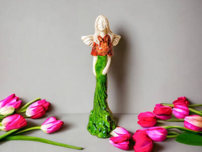 Figurka anioła Margaret - zielony -  32 cm figurka dekoracyjna