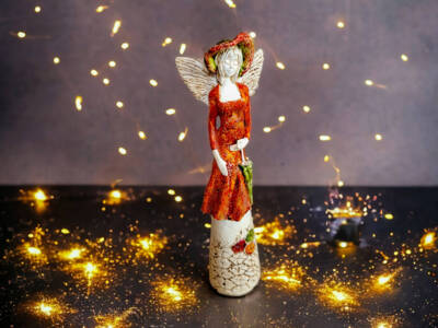 Figurka anioła Olivia - pomarańcz -  32 x 15 cm figurka dekoracyjna