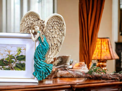 Anioł Andrea - turkus Prawy -  19 x 11 cm figurka dekoracyjna