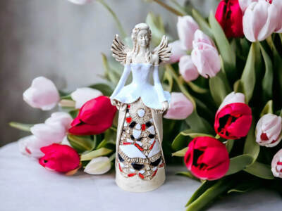 Figurka anioła Anna - biały -  35 x 15 cm figurka dekoracyjna
