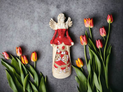 Figurka anioła Anna - rudy brąz -  35 x 15 cm figurka dekoracyjna