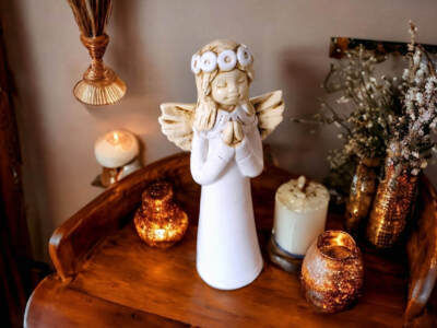 Figurka anioła Eva - biała -  15 cm figurka dekoracyjna