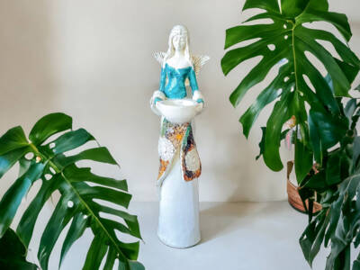 Figurka anioła Florence - turkus jasny -  32 x 15 cm figurka dekoracyjna