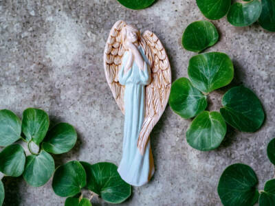 Figurka anioła Gabriel - zielony -  40 x 18 cm figurka dekoracyjna
