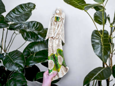 Figurka anioła Genesis - zielony -  55 x 20 cm figurka dekoracyjna