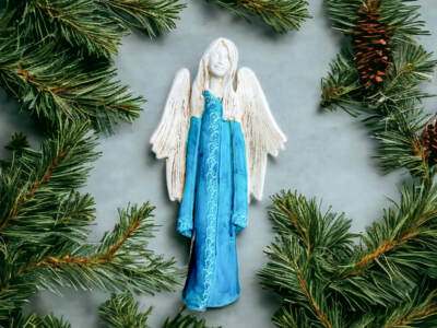 Figurka anioła Julia - turkus -  27 x 14 cm figurka dekoracyjna