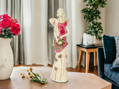 Figurka anioła Sunday Rose - różowa -  32 x 15 cm figurka dekoracyjna