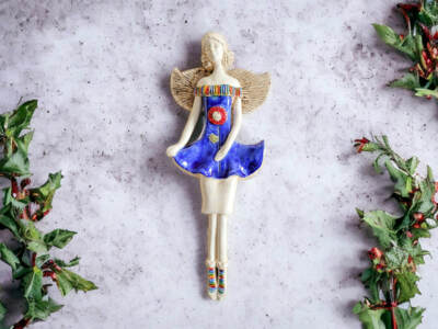 Figurka anioła Theresa - niebieski -  30 x 14 cm figurka dekoracyjna