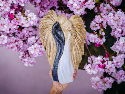 Figurka zakochanych aniołów - wisząca biało granatowe -  35 x 21 cm figurka dekoracyjna