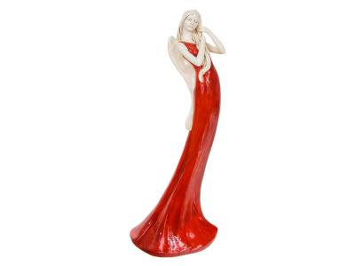 Figurka anioła Elise - czerwony -  35 x 15 cm figurka dekoracyjna