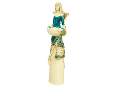 Figurka anioła Florence - turkus jasny -  32 x 15 cm figurka dekoracyjna