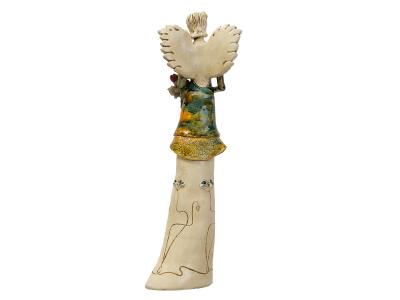 Figurka anioła Mia - zielono żółta -  40 x 16 cm figurka dekoracyjna