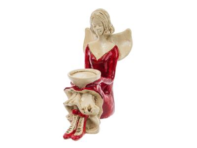 Figurka anioła Marion - czerwona -  15 cm