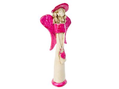 Figurka anioła Coco - różowa pink -  30 x 14 cm figurka dekoracyjna