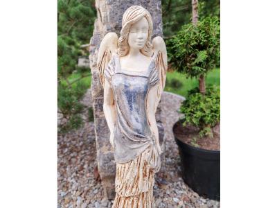 Figurka anioła Victoria - szary Jeans -  62 x 19 cm figurka dekoracyjna