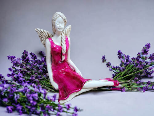 Figurka anioła 969 - Jasny fiolet -  15 cm figurka dekoracyjna