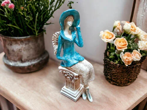 Figurka anioła Megan - turkus -  20 x 9 cm figurka dekoracyjna