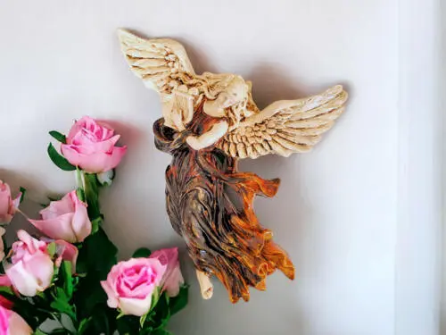 Figurka Anioł z Harfą - brąz -  25 x 33 cm figurka dekoracyjna