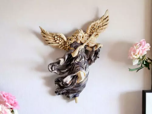 Figurka Anioł ze Skrzypcami - szara -  25 x 33 cm figurka dekoracyjna