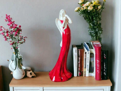 Figurka anioła Elise - czerwony -  35 x 15 cm figurka dekoracyjna